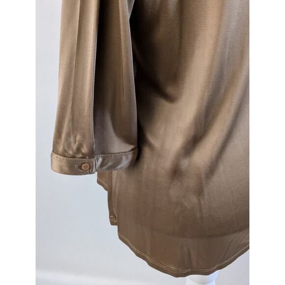 CITY UNLTD Toffee Gold Ruffle V-neck Long Sleeve Blouse SZ XL - Picture 7 of 13
